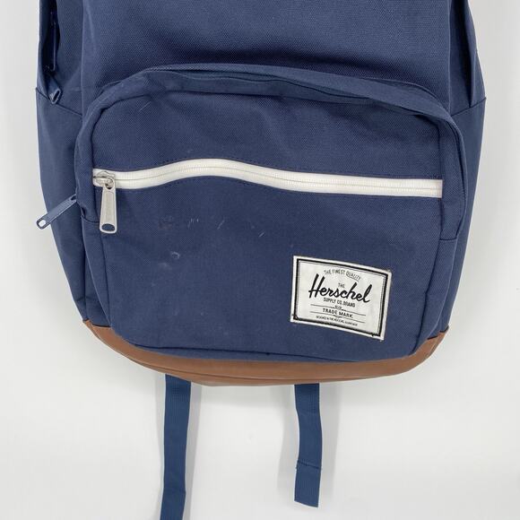 Herschel Backpack Pop Quiz 25L With Padded Laptop Compartment Navy Tan Leather - Picture 5 of 14